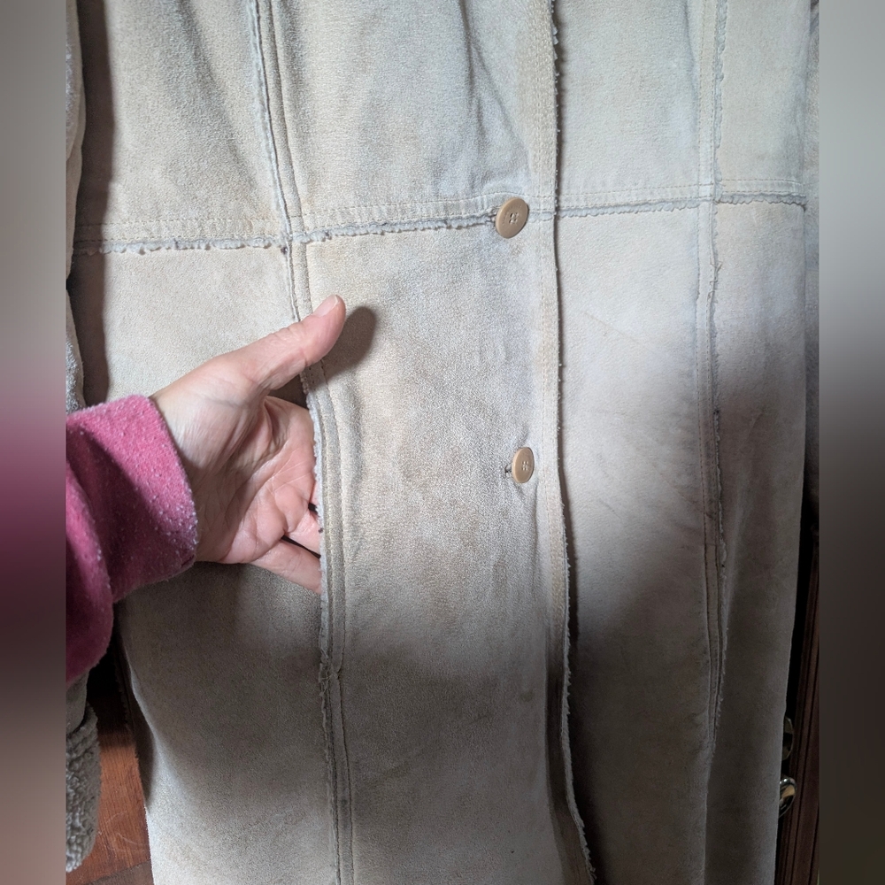 Faux Shearling Lined Genuine Suede Coat - Picture 2 of 8